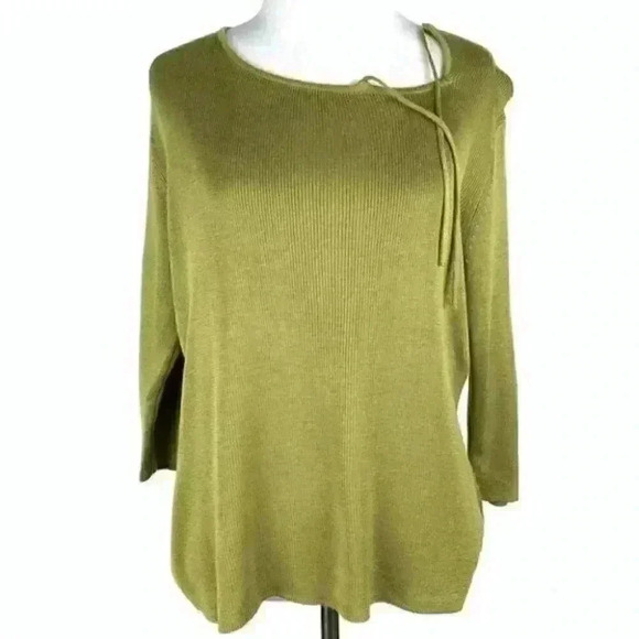 Requirements Sweaters - Requirements sweater PM green ribbed 3/4 sleeve